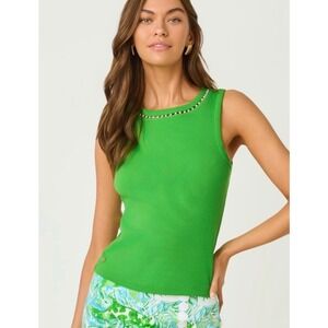 New Lilly Pullitzer Vanna Knit Green Tank Top Women's Size Large